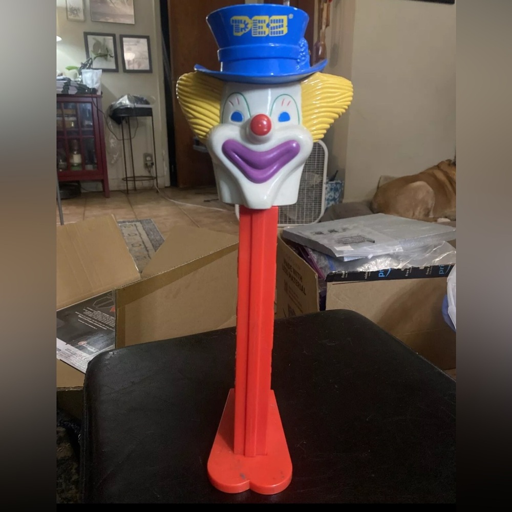 Giant Pez Candy Roll Dispenser, specifically the Clown version, from the 1970s